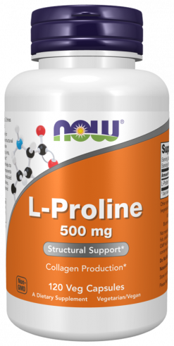 NOW Proline 500 mg, Пролин 500 мг, 120 капсул