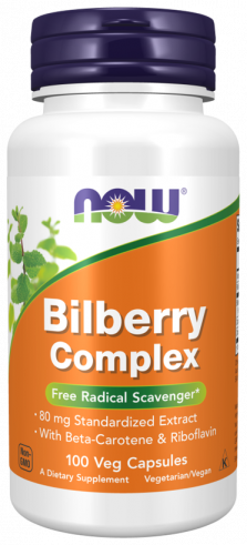 NOW Bilberry Complex, Комплекс черники, 100 капсул