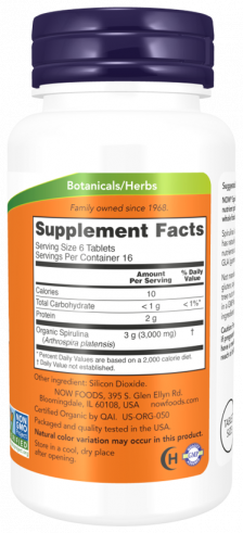 NOW Spirulina 500 mg, Спирулина 500 мг, 100 таблеток