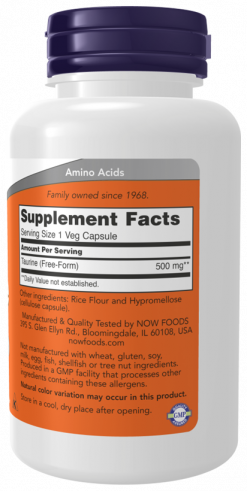 NOW Таурин 500 мг, 100 капсул