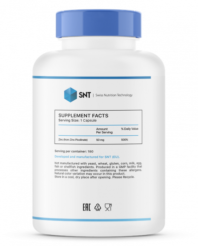 SNT Zinc Picolinate 50 мг, Пиколинат цинка 50 мг, 180 капсул