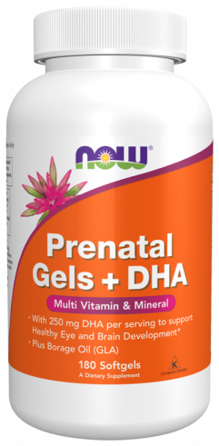 NOW Prenatal Gels + DHA, Прентал + ДГК, 180 капсул