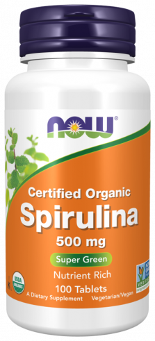 NOW Spirulina 500 mg, Спирулина 500 мг, 100 таблеток