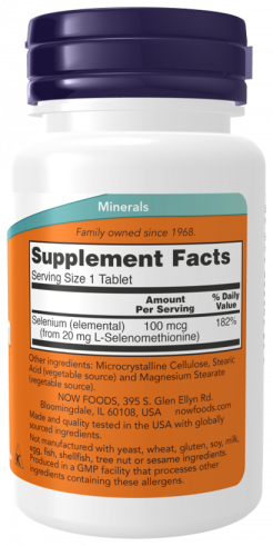 NOW Селен 100 мкг, 100 таблеток