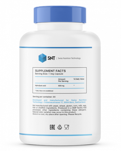 SNT Alpha lipoic acid, Альфа липоевая кислота, 90 капсул