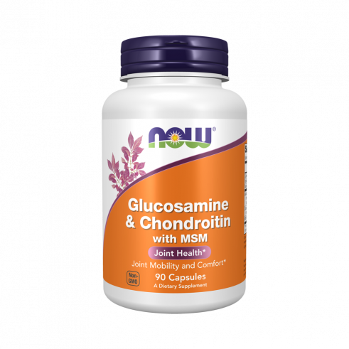 NOW Glucosamine &amp; Chondroitin with MSM, Глюкозамин и Хондроитин с МСМ, 90 капсул