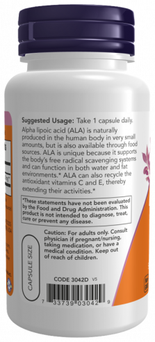 NOW Alpha Lipoic Acid, 60 капсул