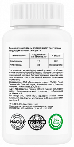 One NS Rhodiola rosea+Eleuthero root, 60 капсул